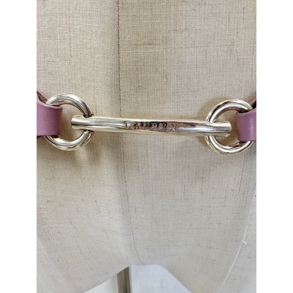 Lauren Ralph Lauren Italian Leather Purple Metal Bar Belt Adjustable L/XL Preppy main image 9